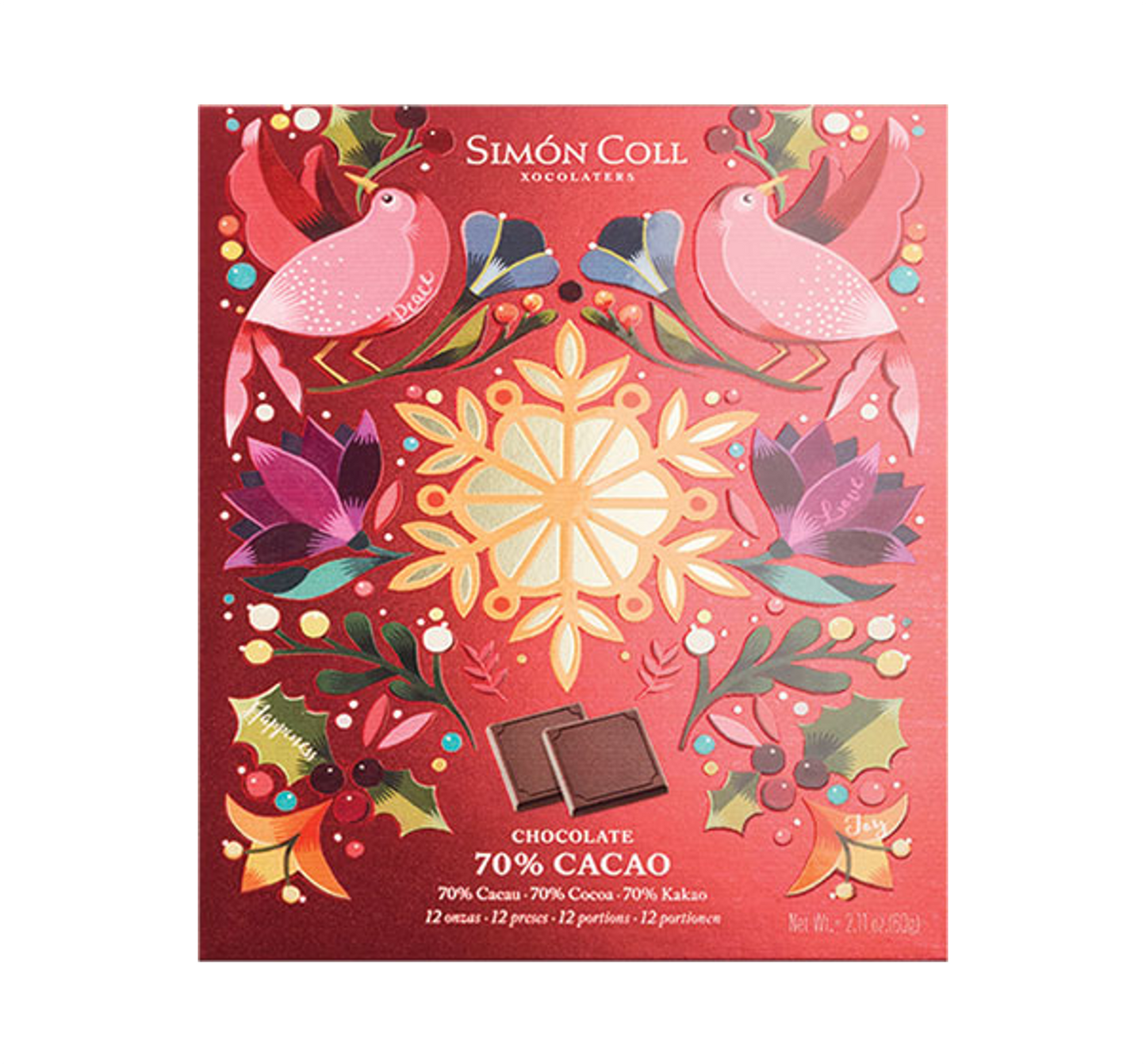 Simón Coll Christmas Dark Chocolate Squares 60g