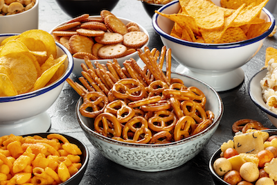 German snacks, chips and pretzels 