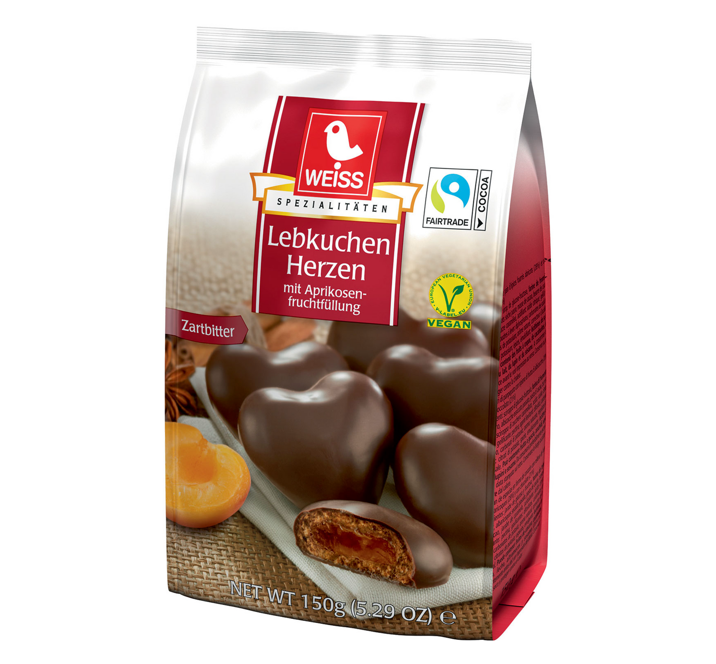 Weiss filled Dark Chocolate Lebkuchenherzen