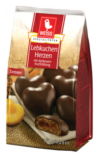 Weiss filled Dark Chocolate Lebkuchenherzen